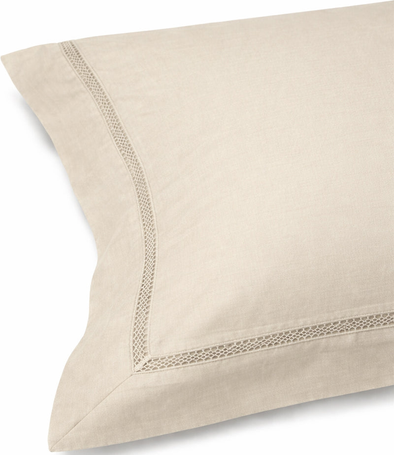 Parure Housse De Couette 3 Pcs En Satin De Coton 120 Fils Brodé Beige