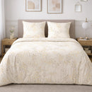 Parure Housse De Couette 3Pcs 100% Satin De Coton 120 Fils Thea - Blanche - Imprimé