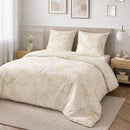 Parure Housse De Couette 3Pcs 100% Satin De Coton 120 Fils Thea - Blanche - Imprimé