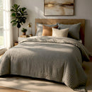 Parure Housse De Couette 3Pcs 100% Seersucker Victoria - Grise