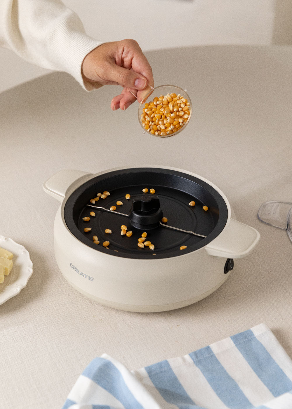 Popcorn Maker Studio - Popcorn Machine with Butter Popping Option - Off-White