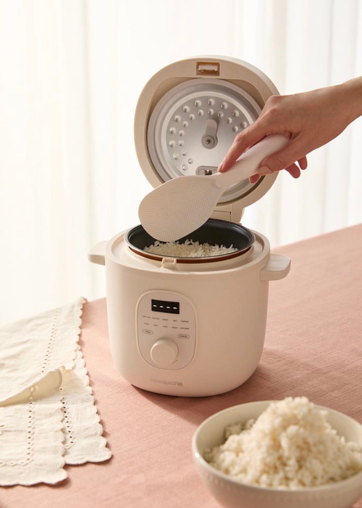 Rice Cooker Studio - Multifunction Electric Rice Cooker with Steam Basket - 1.2L - Off-White