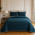 Nazim - Couvre Lit - Dessus de Lit Couvre-lit Matelassé Réversible - Polyester - Bleu Marine