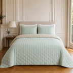 Nazim - Couvre Lit - Dessus de Lit Couvre-lit Matelassé Réversible - Polyester - Vert Givré - Vert Givrée