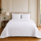 Nazim - Colcha - Cubrecama Colcha Acolchada Reversible - Poliéster - Blanco