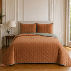 Nazim - Couvre Lit - Dessus de Lit Couvre-lit Matelassé Réversible - Polyester - Terracotta