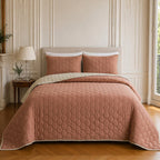Nazim - Couvre Lit - Dessus de Lit Couvre-lit Matelassé Réversible - Polyester - Nude - Rose