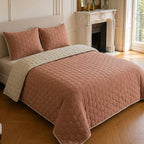 Nazim - Couvre Lit - Dessus de Lit Couvre-lit Matelassé Réversible - Polyester - Nude - Rose
