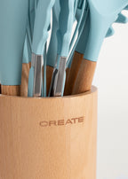 Kitchenware Studio - Utensilios de Cocina de Silicona & Madera - Azul Pastel