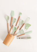 Kitchenware Studio - Silicone & Wood Kitchen Utensils - Pastel Green