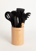 Kitchenware Studio - Silicone & Wood Kitchen Utensils - Black