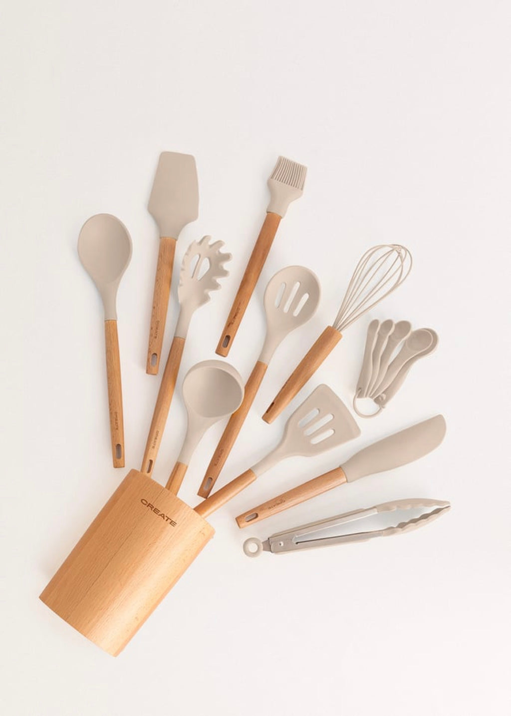 Kitchenware Studio - Ustensiles De Cuisine En Silicone & Bois - Sable