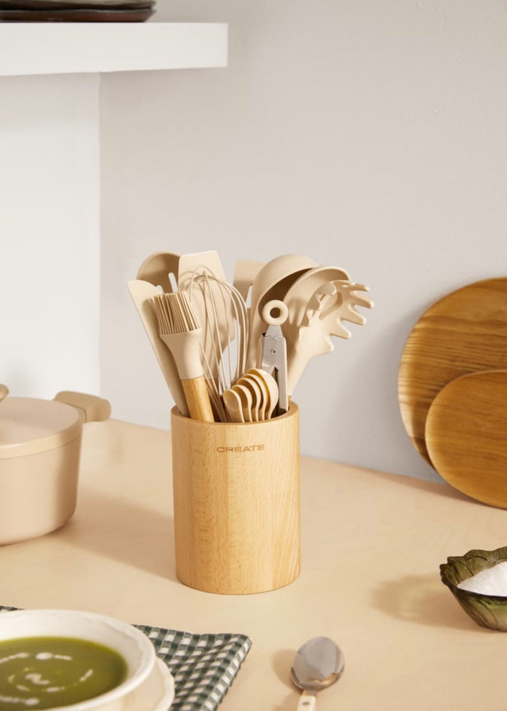 Kitchenware Studio - Ustensiles De Cuisine En Silicone & Bois - Sable