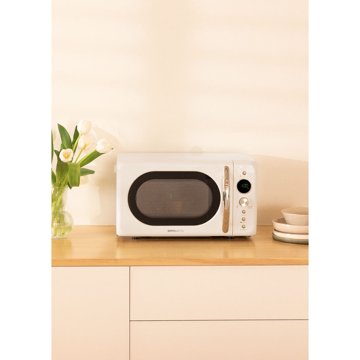 Microwave Retro - Microondas Grill Digital 900W - Blanco Roto