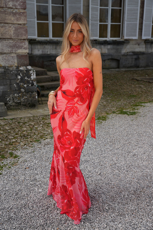 Vestido palabra de honor Elea - Rojo