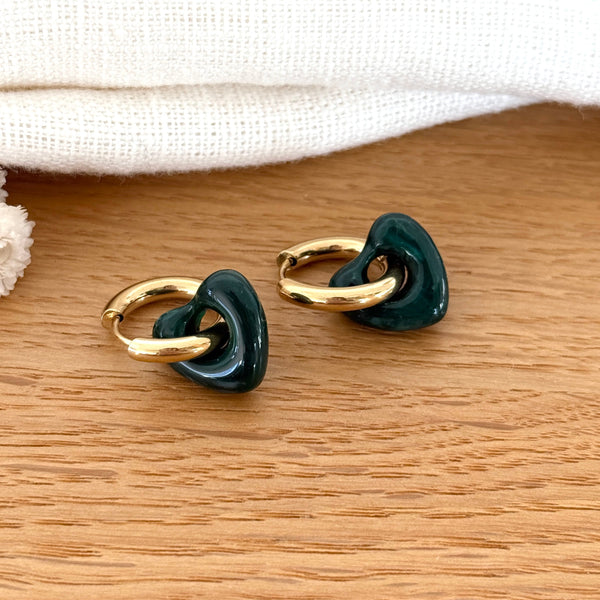 Pendientes Aros “Lovo” Acero Verde