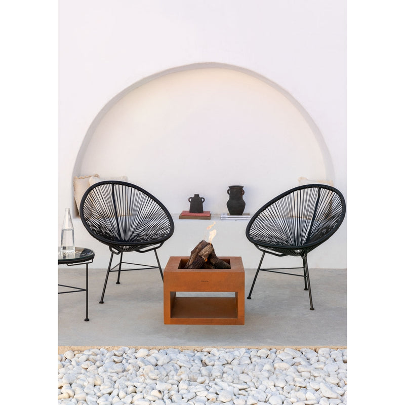 Fire Pit Cube - Brasero cuadrado para exterior en acero corten