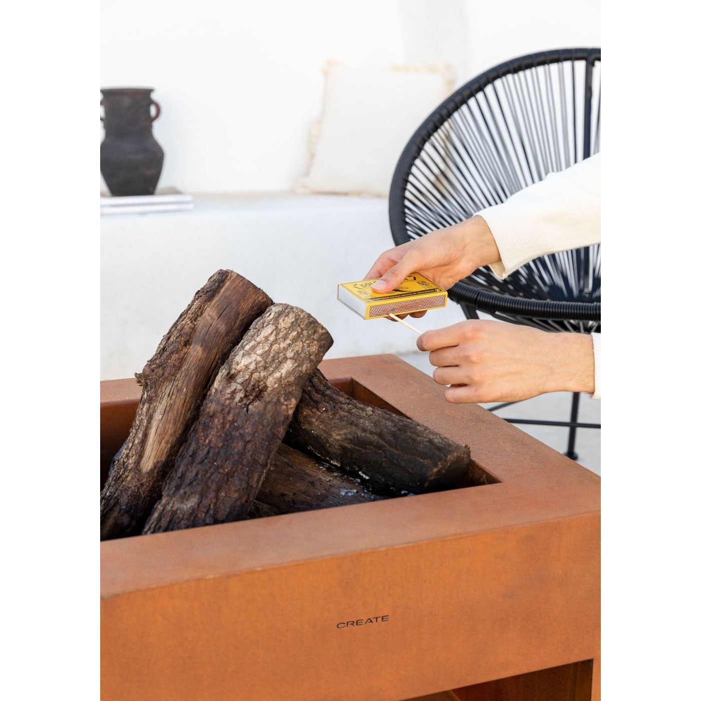 Fire Pit Cube - Square Outdoor Fire Pit in Corten Steel