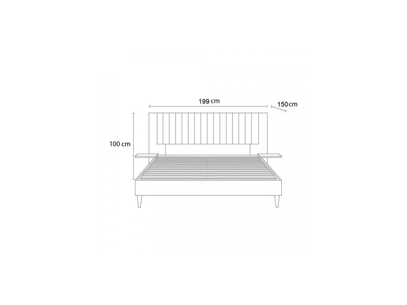 Lit Lattes Massives Pieds En Bois Naturel - Selena - Gris Clair