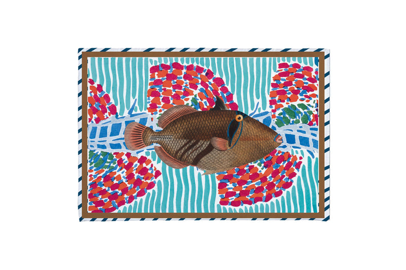 Multicolored Fish Pattern Bath Mat