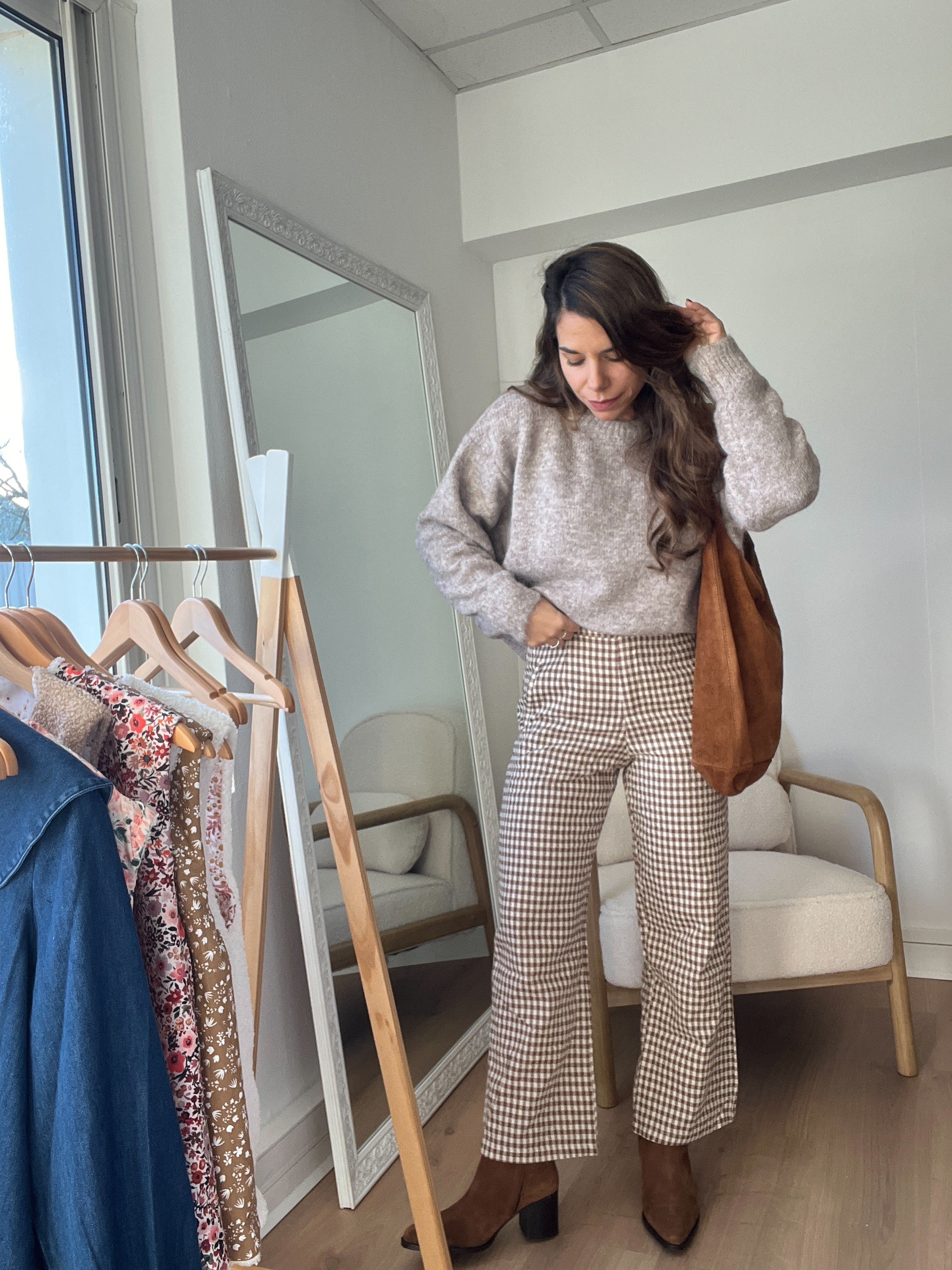 Camel Vichy Check Trousers