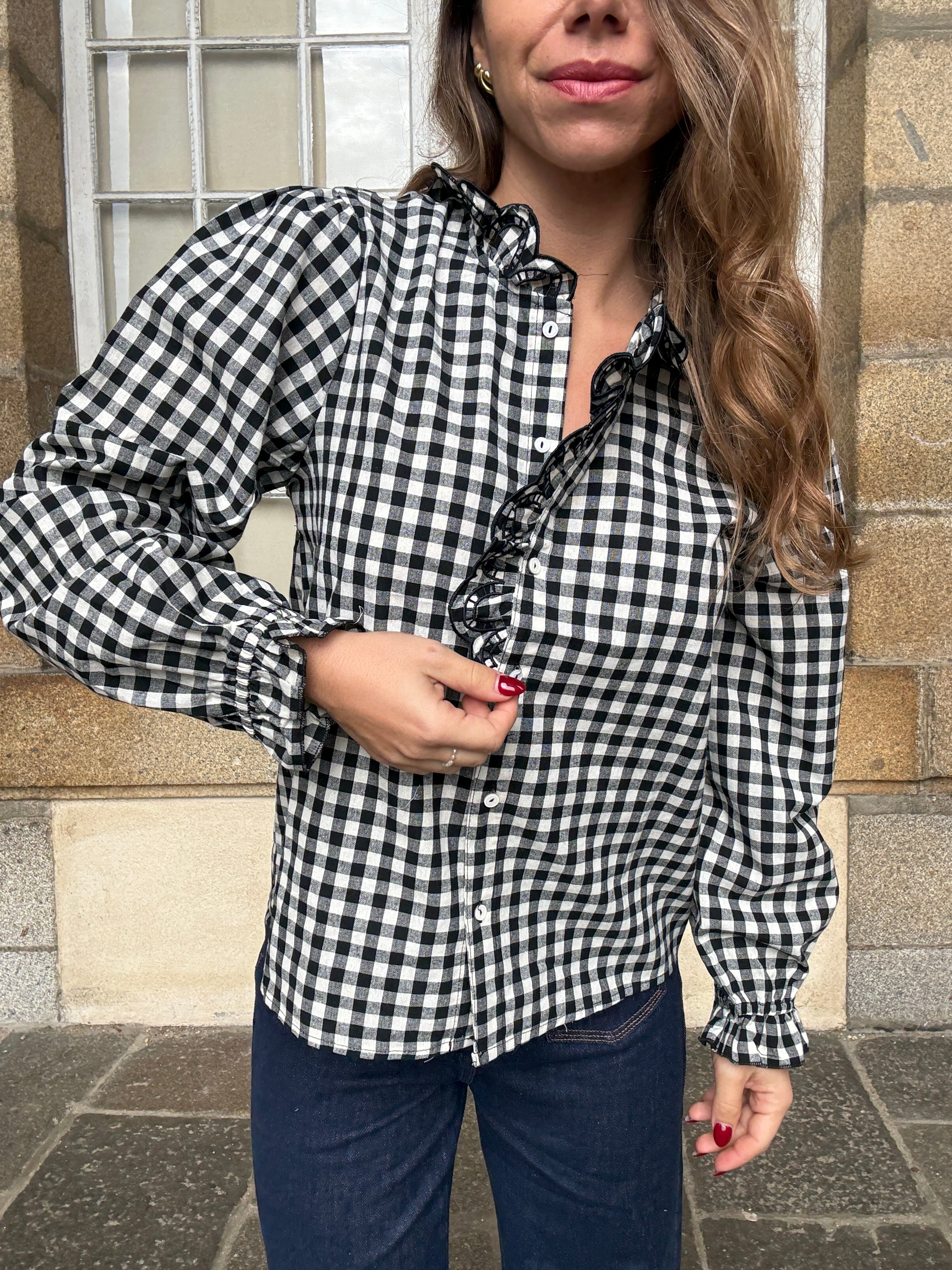 Blouse Vichy Noire Léonor