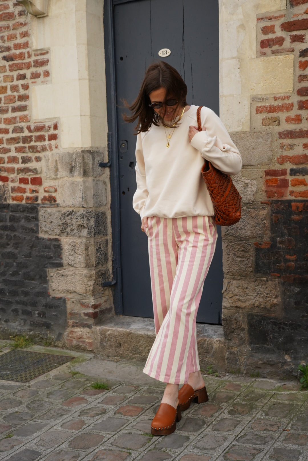 Hubert Stripe Pants Pink/Ecru