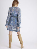 Short Asymmetrical Print Dress - Peninsula Blue