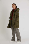 Berenice - Parka Lisa Bicolor Artwork - Olive