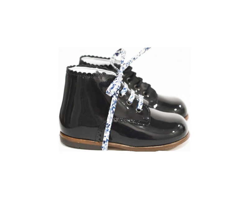 Chaussures Bottillons Salomés Souples Clarence Frisettes - Vernis Marine - Fille