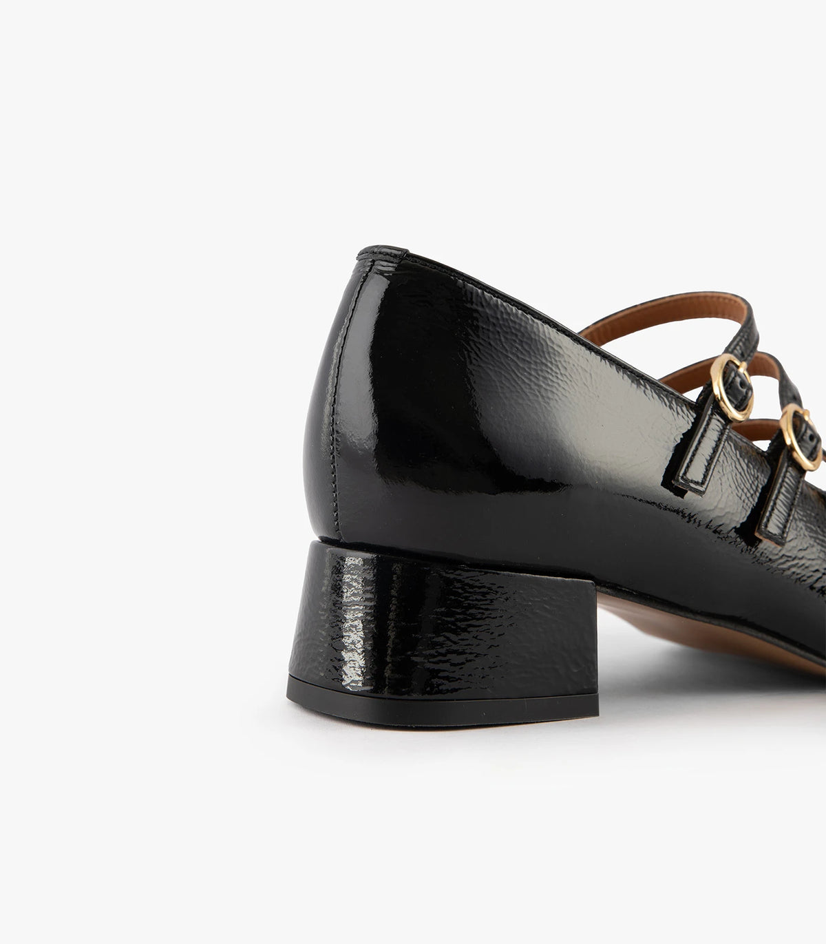 Ambre Mary Janes - Crinkled Patent Leather - Black