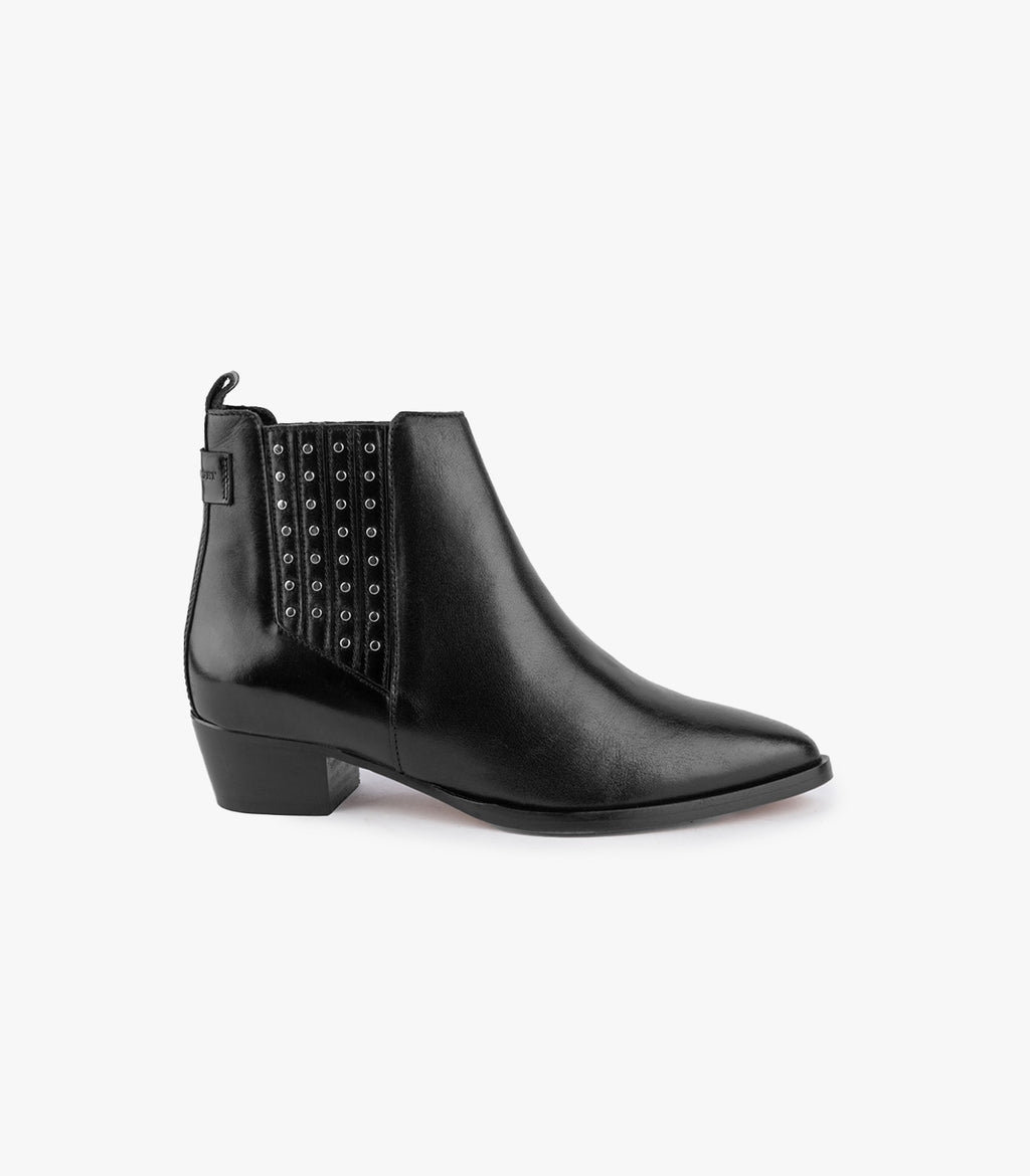 Stivaletti Linne - Pelle Liscia / Borchie - Nero