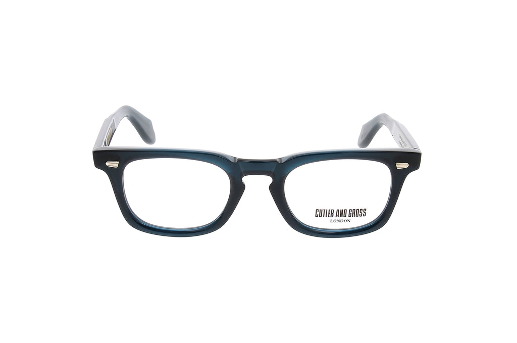 Luxury Eyewear – Gafas De Sol - Cutler And Gross, un par de gafas graduadas de acetato azul oscuro, vista frontal