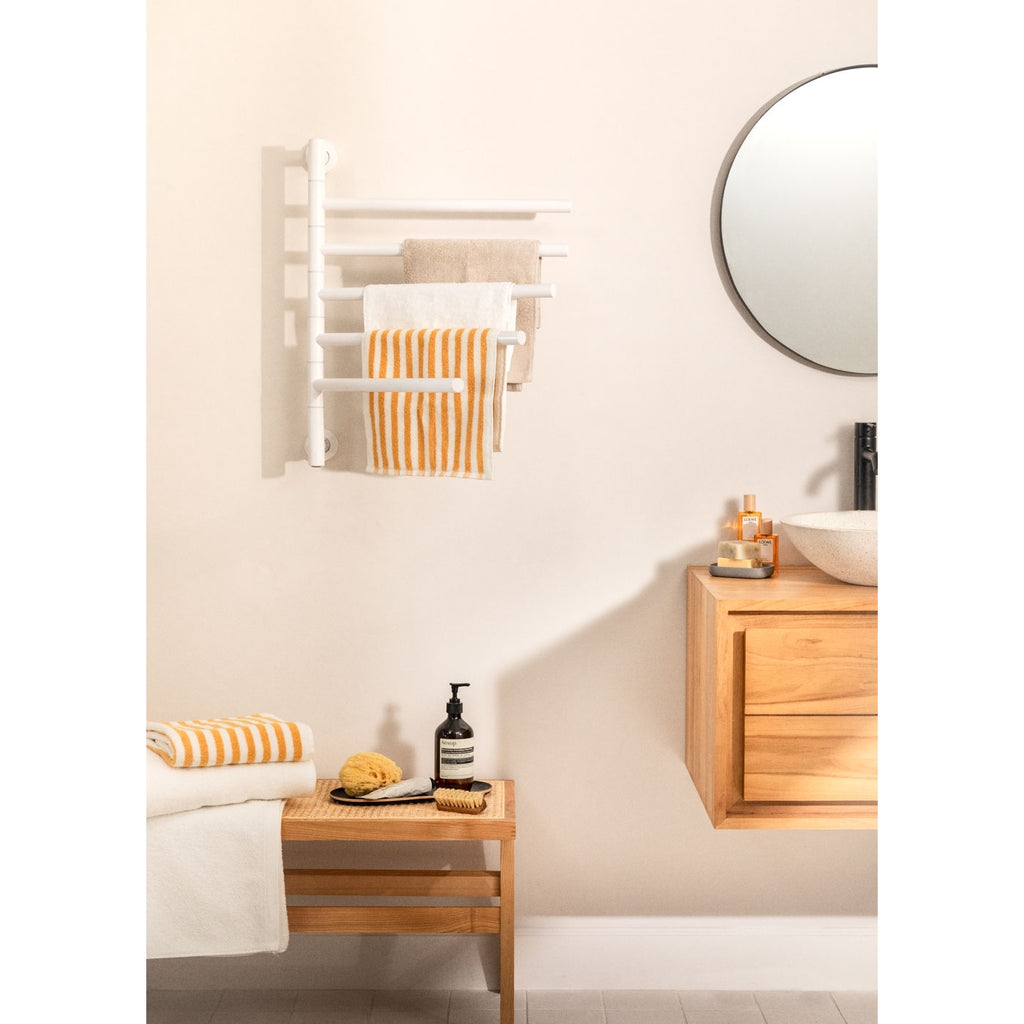 Warm Towel Minimal - Sèche-Serviettes Électrique Avec Barres Pivotantes À 180º - Blanc