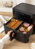 Dual Air Fryer - 10L Oil-Free Fryer with Divider - Black