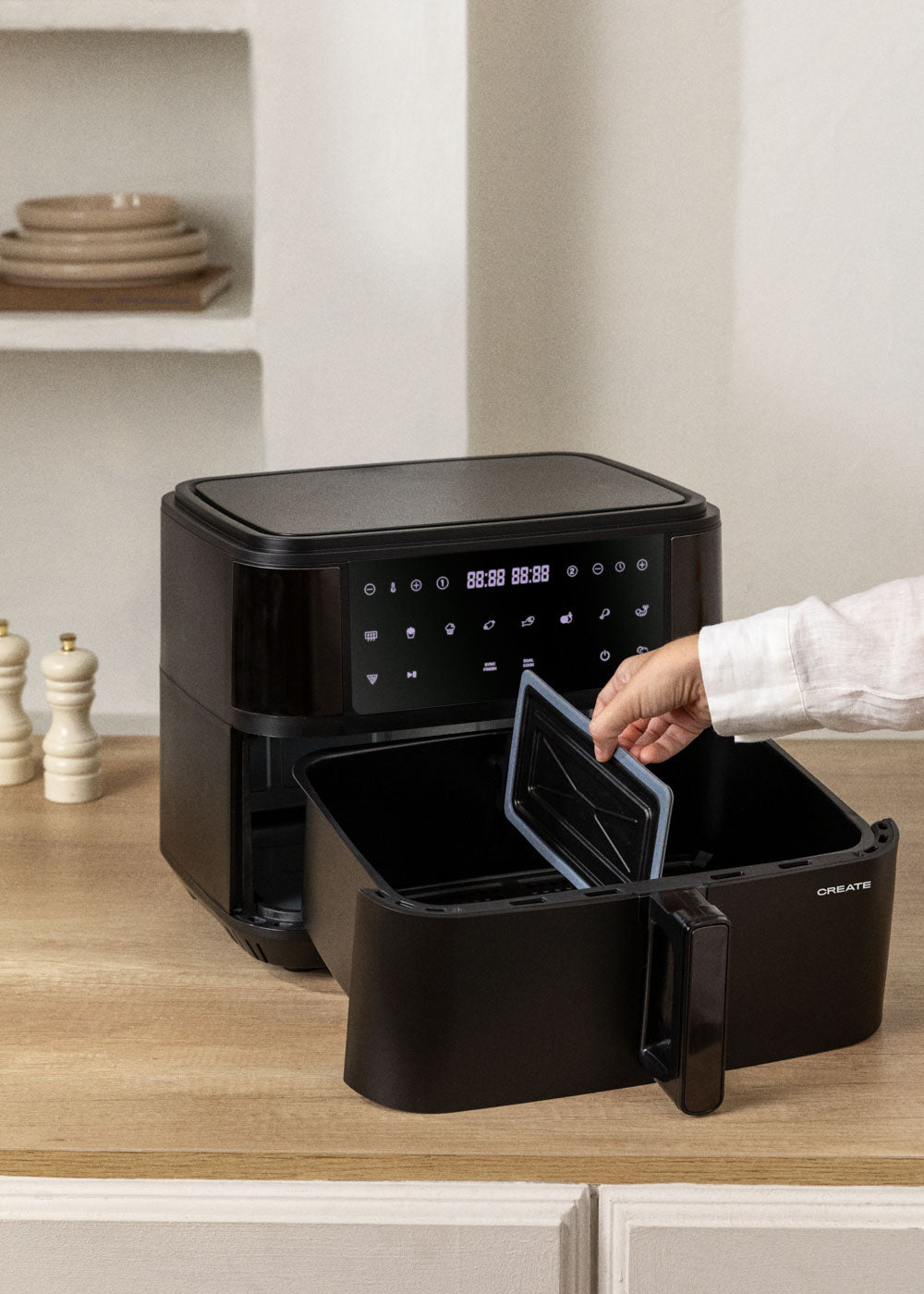 Dual Air Fryer - 10L Oil-Free Fryer with Divider - Black