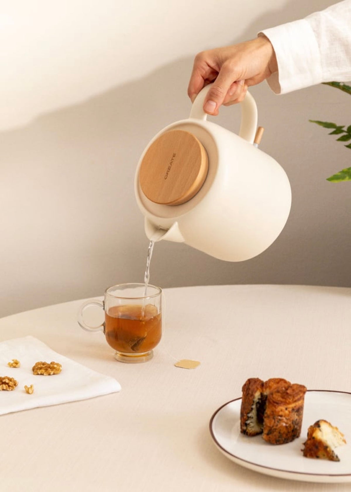 Kettle Ceramic - Hervidor de agua eléctrico de cerámica - 1L - Blanco roto