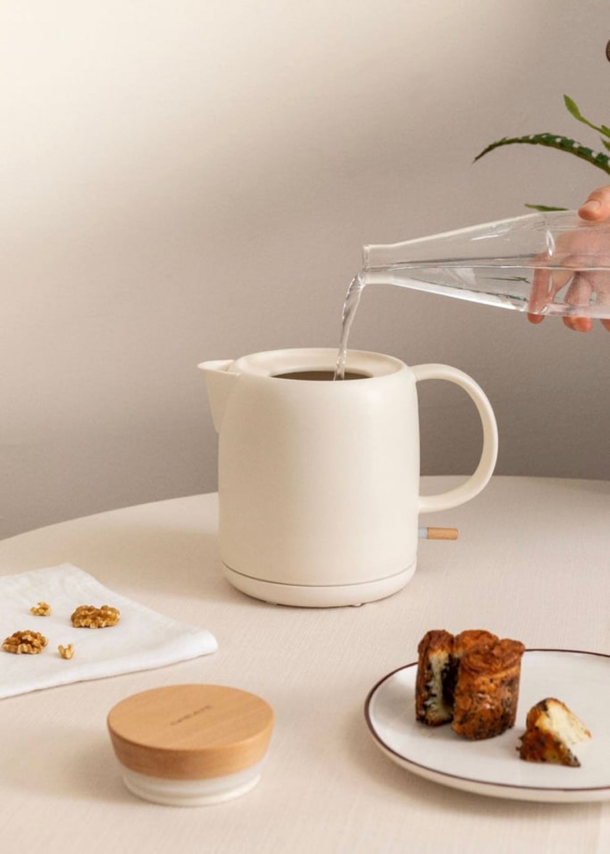 Kettle Ceramic - Hervidor de agua eléctrico de cerámica - 1L - Blanco roto