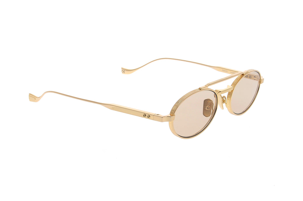 Luxury Eyewear – Sonnenbrillen - Cutler And Gross, goldfarbene Sonnenbrille mit ovalen Gläsern und feinem Gestell, Seitenansicht