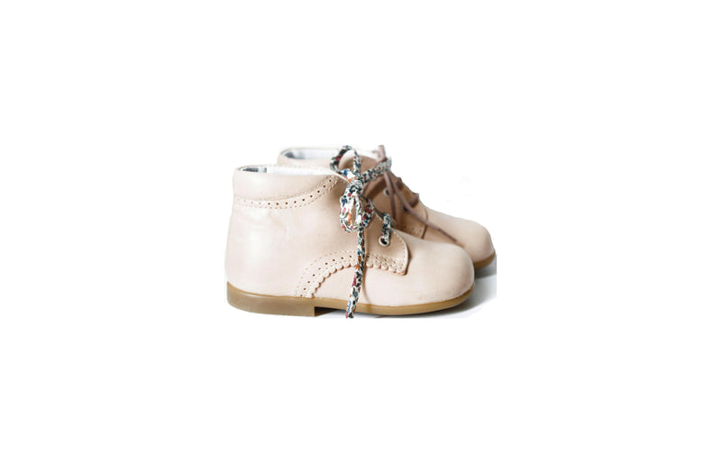 Azylis Frisettes Soft Ankle Boots - Salmon Nude Pink Leather - Girl