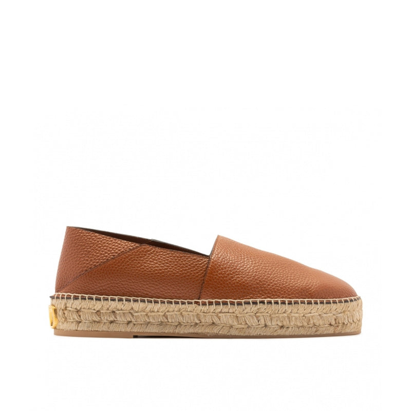 Espadrilles - Valentino Garavani Logo-Plaque Leather - Brown