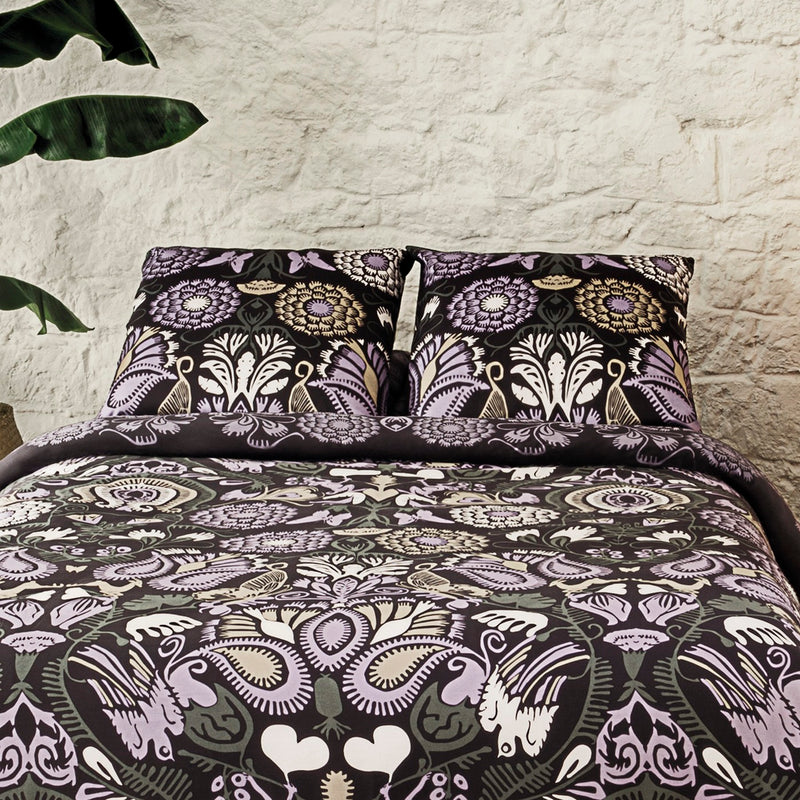 Love Stories - Housse De Couette + Taie(s) D'Oreiller Satin De Coton Love Stories Prune