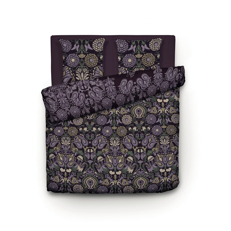 Love Stories - Housse De Couette + Taie(s) D'Oreiller Satin De Coton Love Stories Prune