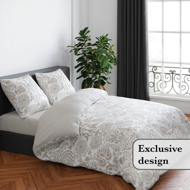 Love Stories - Housse De Couette + Taie(s) D'Oreiller Satin De Coton Love Stories Taupe