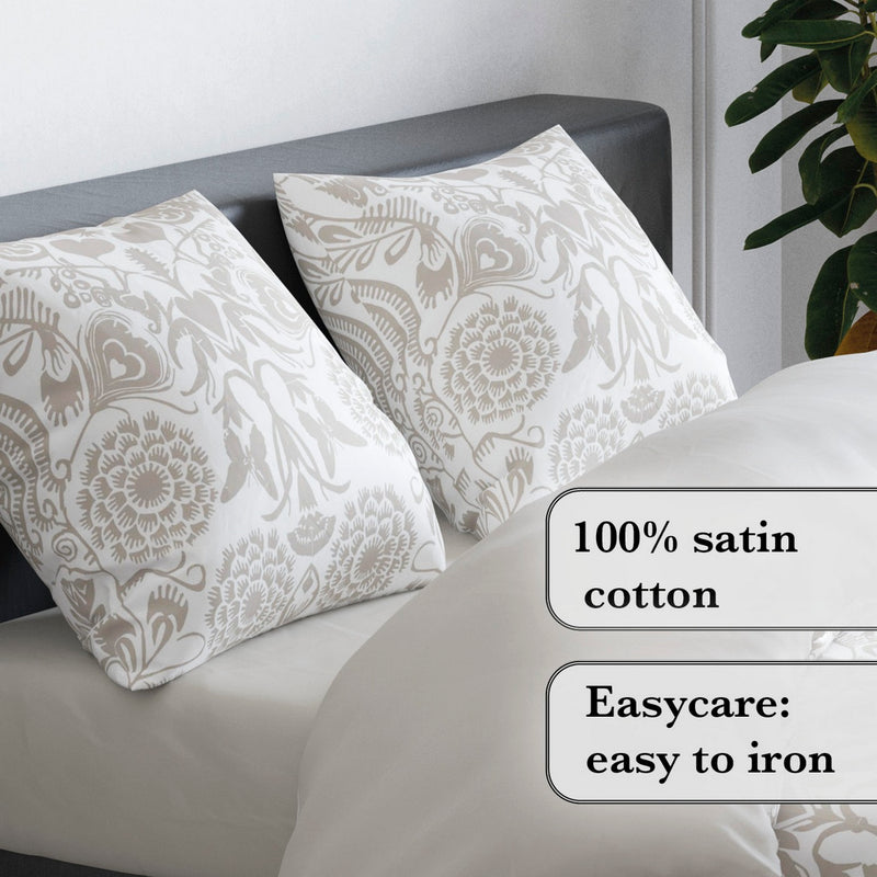 Love Stories - Housse De Couette + Taie(s) D'Oreiller Satin De Coton Love Stories Taupe