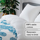 Love Stories - Housse De Couette + Taie(s) D'Oreiller Satin De Coton Love Stories Bleu / Blanc