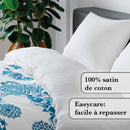 Love Stories - Housse De Couette + Taie(s) D'Oreiller Satin De Coton Love Stories Bleu / Blanc