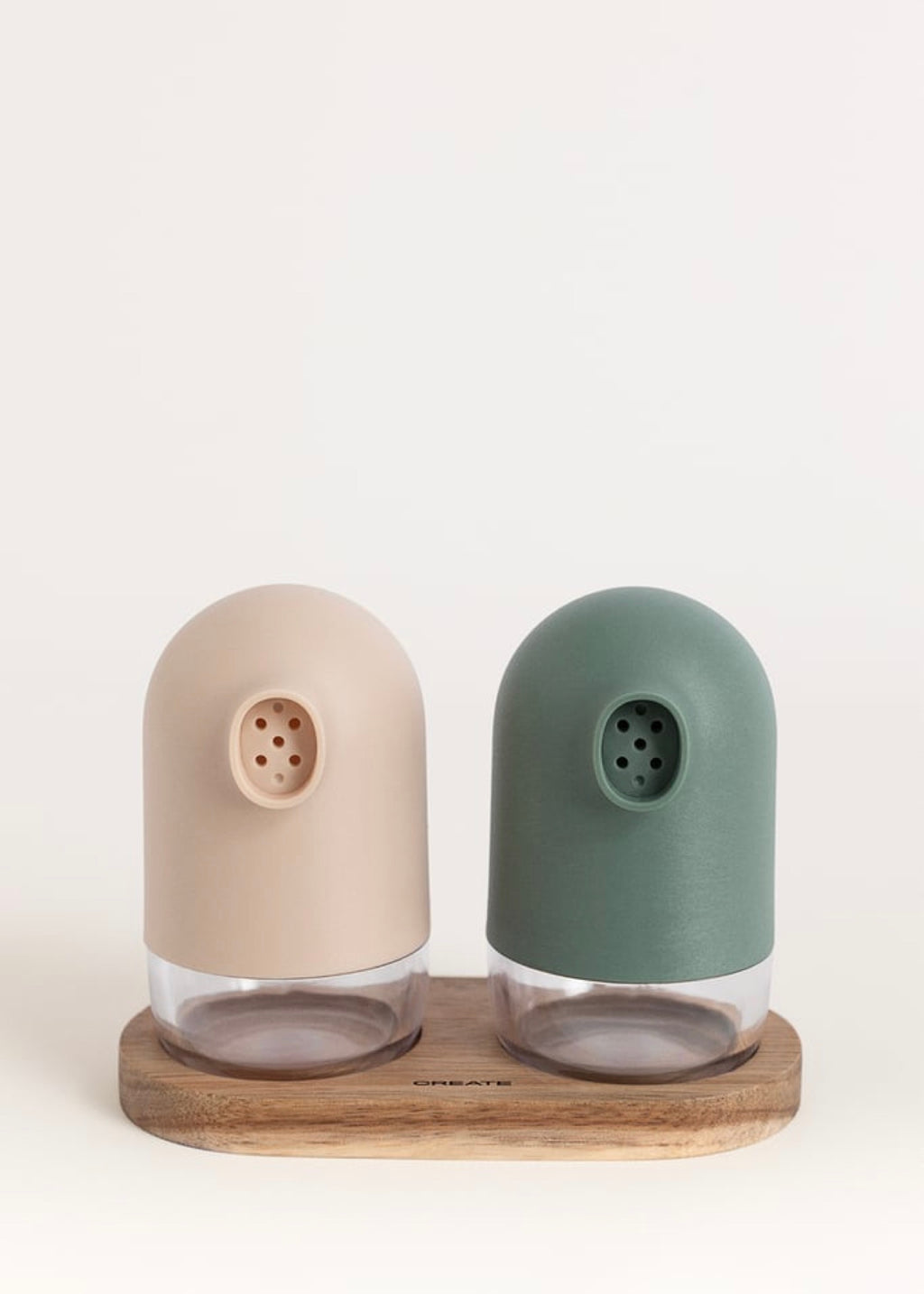 Kitchenware Studio - Salt and Pepper Shakers with Base - Sage