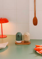 Kitchenware Studio - Salt and Pepper Shakers with Base - Sage