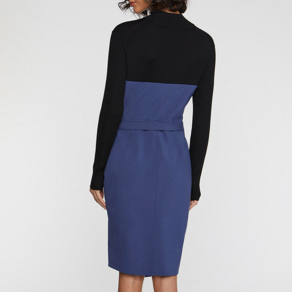 Vestido - Azul Petróleo y Negro - Mujer